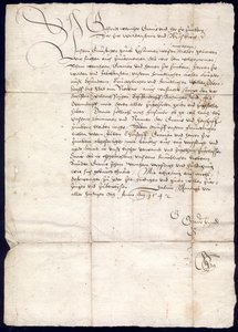 Schreiben des Grafen Gottfried Werner von Zimmern an Schultheiß, Bürgermeister, Rat und Gemeinde der Stadt Oberndorf und Schultheißen, Richter und Gemeinden der Dörfer Waldmössingen, Beffendorf, Bochingen und Altoberndorf, 30. Oktober 1542; Kreisarchiv Rot